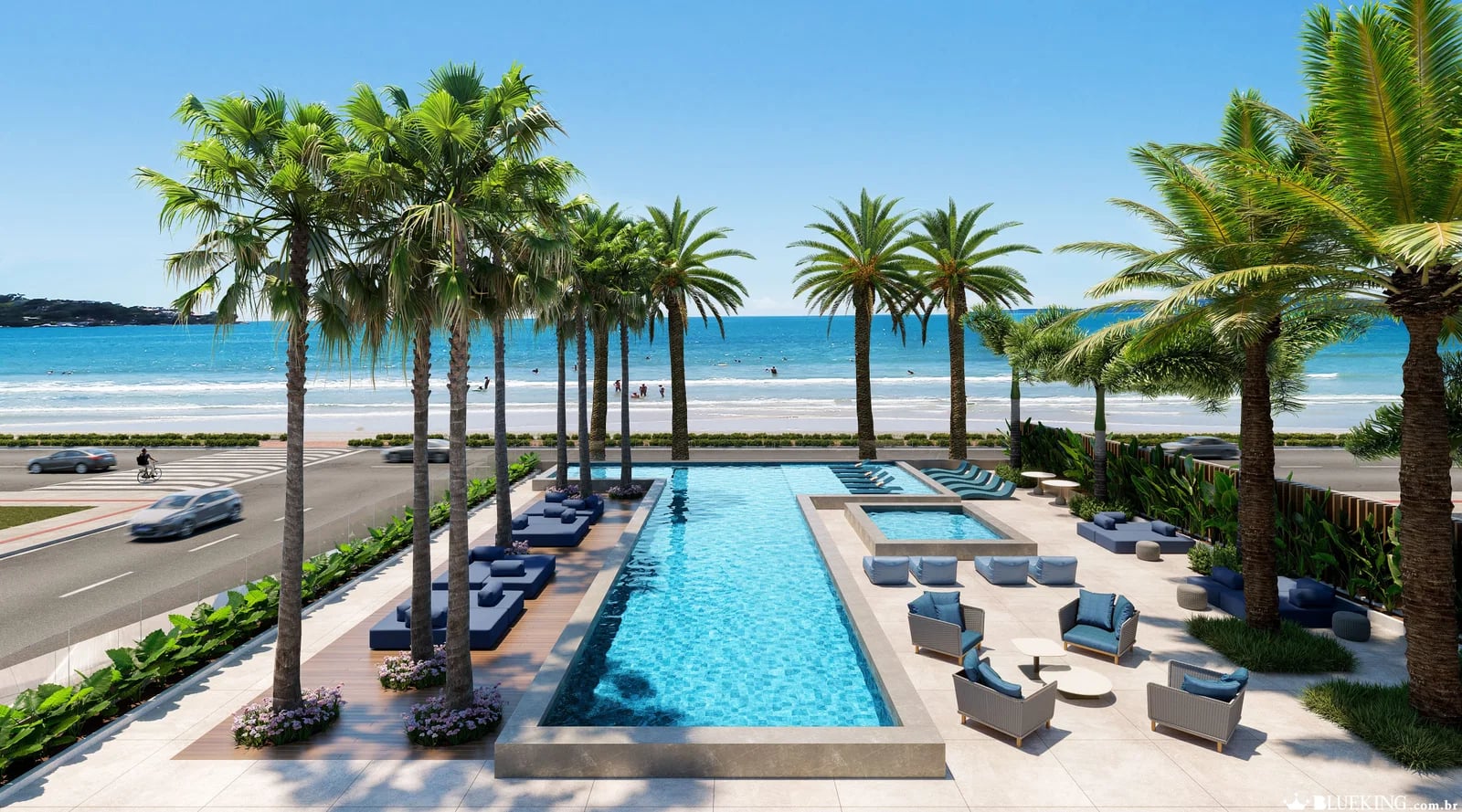 Deck de piscina do Sunny Coast, de frente para a praia